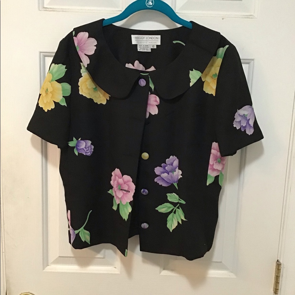 MAGGY LONDON BY KENNETH NOLAN TOP JACKET 10 EUC